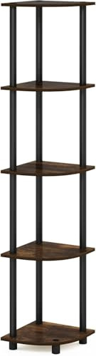 DEILALY Corner Shelf, 5-Tier Small Shelves 40cm, Narrow Shelf Tablette for Bedroom, Shelving Unit for Livingroom, Outdoor Display Cabinet, Bathroom Shelf, Rustic Brown