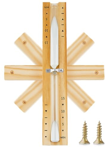 DICOSMETIC 1Pc Sauna Hourglass Sand Timer 15 Minute Wooden Sand Watch White Sands Clock Rotating Sands Timer for SPA Room Bathroom Home Office Desk Decor