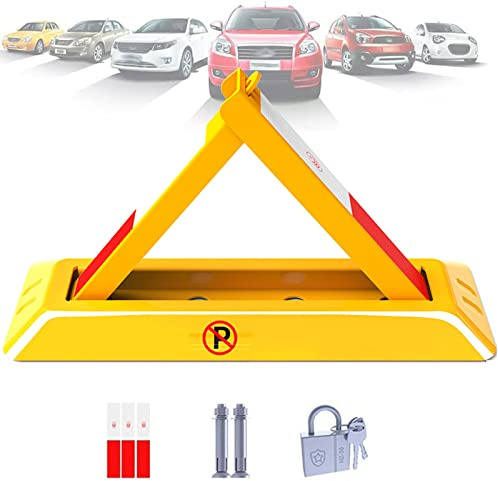 Barrera de estacionamiento plegable, bloqueador de estacionamiento manual extraíble para bloqueo seguro de espacio, bolardos triangulares para protección del vehículo