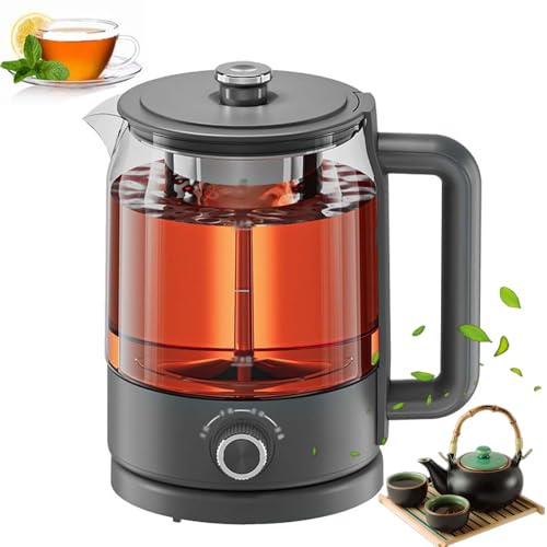 Teiera Elettrica In Vetro, Macchine per Tè Caldo Addensato Completamente Automatiche da 600 W, Bollitore Elettrico Multifunzionale In Acciaio Inossidabile da 1,2 Litri, Regolazione a 4 Velocità, Spray