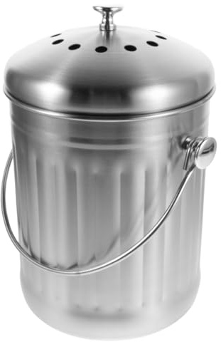 Cabilock Cubo de Basura de Cocina Compostador de Acero Inoxidable con Tapa para Restos de Comida y Verduras Contenedor de Compost para Encimera