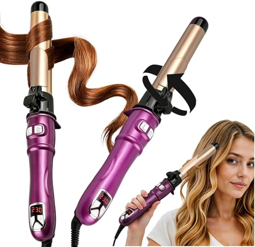 Wavy Chic Automatic Rotating Hair Curler, Hair Curling Wand, 28mm Curling Irons Hair Waves, 30s Instant Heat-Up Curl Hair Waving Irons, Hair Curling Tongs with LCD Temp Display