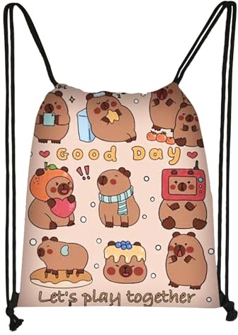 FOSDICK Capibara Mochila Cuerdas, Bolsa Mochila con Cordón, Capibara Bolsa Deporte, Ligero Mochila Saco de Cuerdas, 32x38cm Mochilas Pequeñas para Gym Gimnasia Escuela para Hombres, Mujeres y Niños
