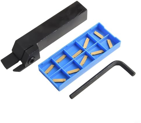 UrbanHui 10pcs MGMN200 Inserts + MGEHR2020-2 20mm CNC Lathe Tool Holder Set, Carbide Grooving Parting Off for Semi-Finishing and Finishing