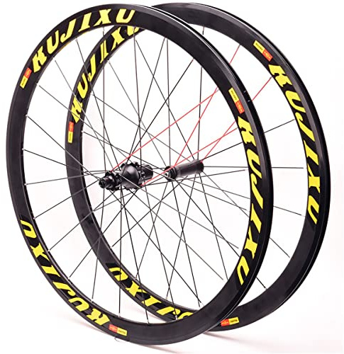 700C Hjulset För Landsvägscykel Rim/V Broms 38mm Fälg 20/24H Rak Dragning | Av Ekrar Snabbkopplingsnav För 8/9/10/11 Hastighet Hjulset Stöd 23C 25C 28C 32C 38C 42C(Yellow)