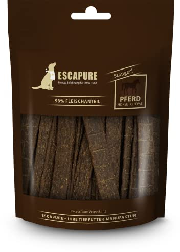 ESCAPURE Stangerl - Hunde Leckerli aus Pferdefleisch in Premium Qualität - 98% Muskelfleisch - Protein Trainingssnacks ohne künstliche Zusatzstoffe & Getreide (150g)