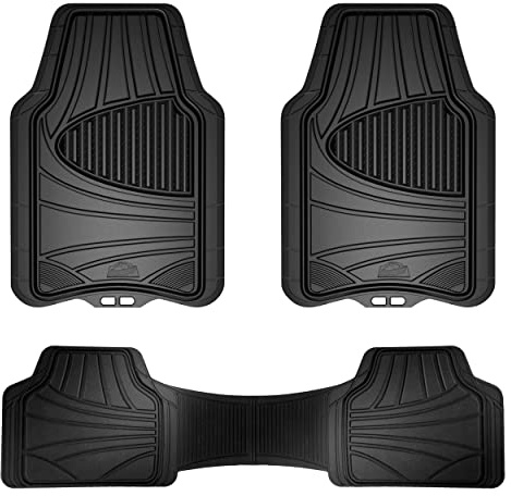 Armor All Custom Accessories Black Full-Coverage Floor Mats - All-Weather Protection, Enhanced Grip, Heavy-Duty Design - Easy to Clean, Universal Fit - Premium Quality Mats, Black, 3-Piece