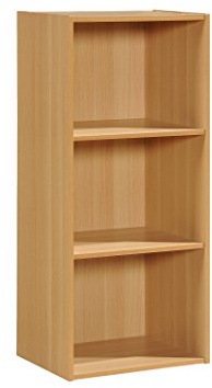 Hodedah 3-Shelf Wood Bookcase, Space-Saving & Stylish Storage, Multipurpose Unit for Books & Artful Materials, 29.9 x 40.41 x 90.6 cm; 9.96 Kilograms, Wood, Beech