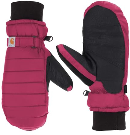 Carhartt Women's Waterproof Insulated Quilted Knit Cuff Mitten, Crabapple, Large