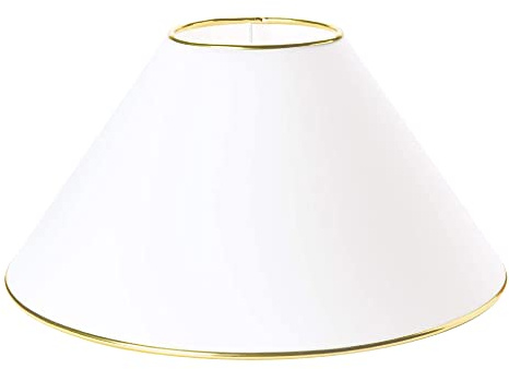 Grande paralume di ricambio, 50 cm, paralume in tessuto bianco, anello dorato, paralume con attacco E27, bordo dorato