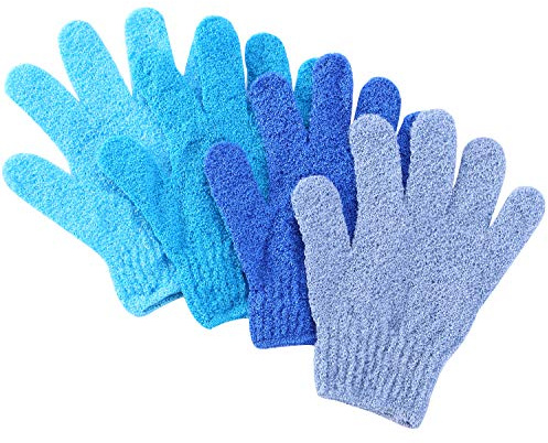 Slick- Exfoliating Gloves, 4 Pcs, Skin Exfoliator for Body, Bath / Scrub Gloves, Shower Accessories for Women, Exfoliation Mitt