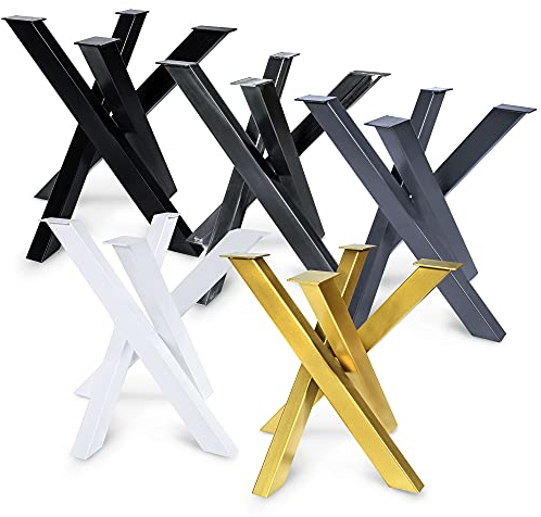 Magnetic Mobel Tischgestell Orion Design Kreuzgestell Schwerlast massiv Tischkufen Stahl Tischbeine Metall (Schwarz, 77x77xH71 cm)