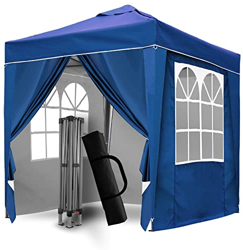 SANHENG Pop Up Gazebo, Pop Up Tent with Weights, Fully Waterproof, All Weather Gazebo ideal for Outdoor Party Camping (2x2m,Blue)
