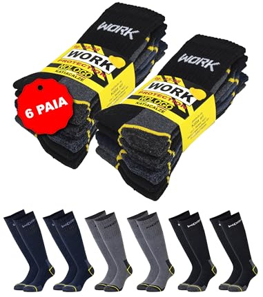 NOLOGO KATIACALZE Calze da Lavoro Uomo Donna 6 Paia - Calze Uomo Lunghe, Calze per Scarpe Antinfortunistiche, Anti vesciche, Traspiranti, Super Resistenti, Lungo, 43/46