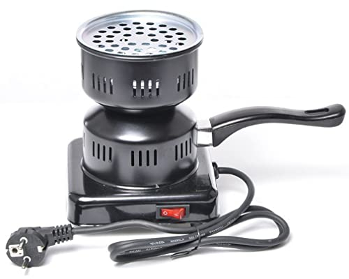 HYQNG Electric Charcoal Burner, 220V Coal Burner with Handle, 600W Hot Plate Charcoal Starter Cooking Stove, For Home Kitchen BBQ, Hookah, Coconut Coal, Tea/Coffee & Camping(Black)