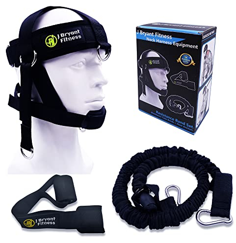J Bryant Neck Harness Head - Weight Lifting with Resistance Bands - Adjustable Length Neck Training Strap with Door Anchor Neck Strength Training Equipment