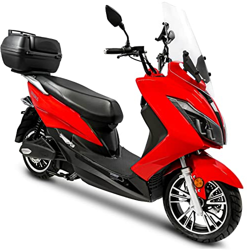 Rolektro Maximus MX2 Elektromoped 45 km/h - 3000 Watt E-Mofa mit herausnehmbarem 60V/32,5Ah Lithium-Akku - 85 km Reichweite - 2 Personen eMoped mit LED-Licht - E-Mofa mit Straßenzulassung