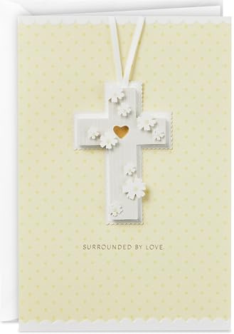 Hallmark Signature Baptism Card for Baby (Yellow Cross)