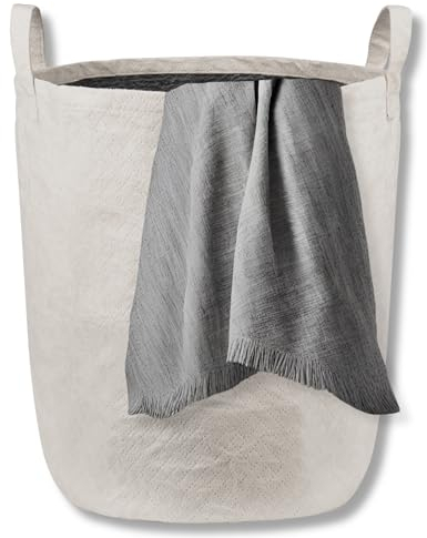 MOMO WAY Spielzeugkorb Aufbewahrungskorb Organizer Für Kinderzimmer Wohnzimmer Und Badezimmer Faltbarer Korb Mit Griffen Wäschesammler 45l Wasserdicht Wäschesack 35x40cm Grau