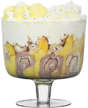 SOLAVIA Trifle Dessert Bowl Tall Clear Glass Hand Crafted Fruit H20cm D20cm Bowl Home Kitchen Decorative Accessory, 3L Daisy