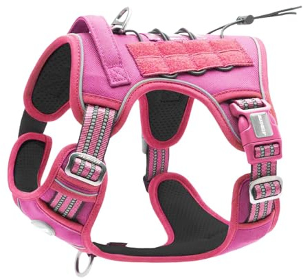 Auroth Harnais Tactique pour Chiens de Grande Taille, réglable, réfléchissant, K9 pour Le Travail, Le Dressage et Le contrôle Facile, Gilet Militaire pour Chien, Rose Rouge, Taille M