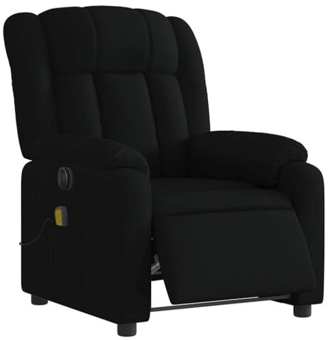 vidaXL Poltrona Massaggiante Reclinabile Elettrica Nera in Tessuto