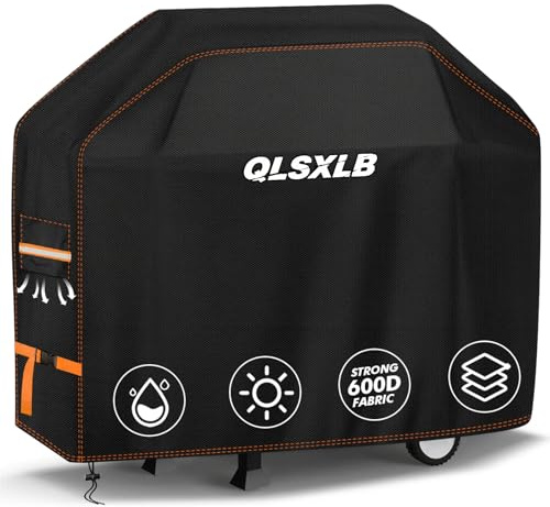 QLSXLB Grillskydd för utomhusbruk, robust 600D Oxford-tyg vattentätt skyddsöverdrag 183 x 66 x 130 cm, BBQ Grillöverdrag med luftventil vindtät mot regn damm sol snö svart