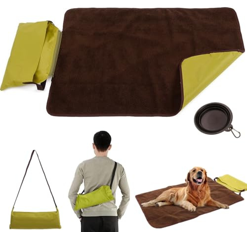 bangminda Manta Perro 100x70 cm Manta de Felpa para Mascotas Impermeable Plegable para Perros Gatos Alfombra de Viaje con Bolsa para Perros Camping Exterior Alfombra Mascota, Verde