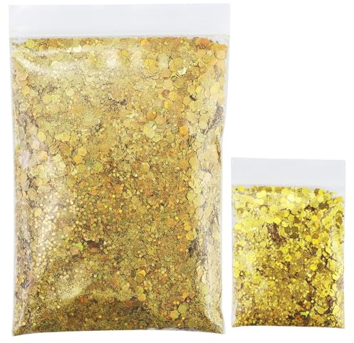 59 g glitter esagonali in oro, glitter per pittura murale, mescolare paillettes polvere glitterata, in oro, per fai da te, decorazioni per feste, abbigliamento, artigianato