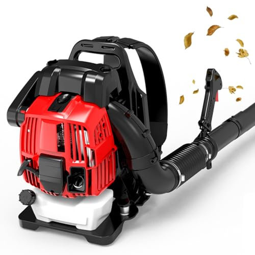 FBJAMZ Soplador de Hojas de Mochila de Gasolina, Motor de 4 Tiempos refrigerado por Aire de 76 CC, con Mango de Control de Crucero, para el Cuidado del césped y la Limpieza de Carreteras