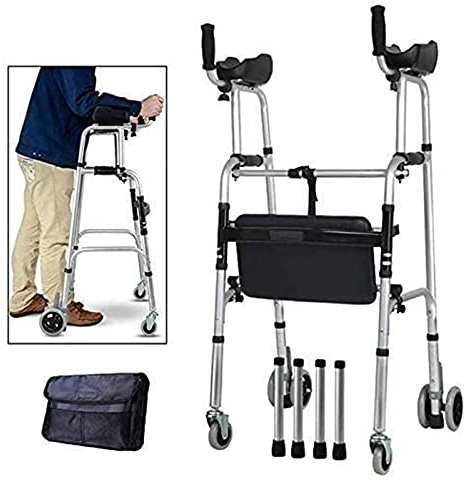 Gehgestell mit Armlehnenstütze, zusammenklappbarer Gehwagen für Senioren, Rollator mit 4 Rädern, Gehhilfe für ältere Menschen zum Gehen für Senioren, B Zusammenklappbar und leicht zu tragen