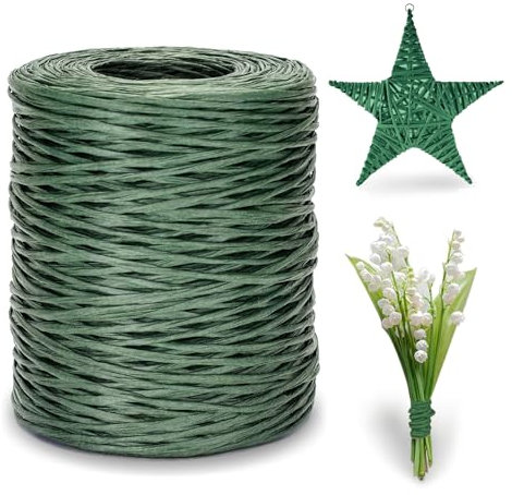 Alambre de Hierro Natural de 200 m x 2 mm, Cuerdas de Papel, Alambre de Papel Artesanal Adecuado para Arreglos Florales de Embalaje de Ramo de Boda Floral de Bricolaje (Verde militar)