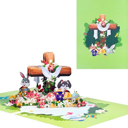Carte de Pâques Pop-up,3D Carte de vœux Croix
