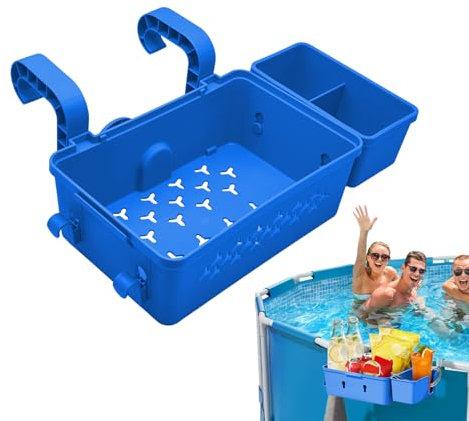 Cestello Portaoggetti A Bordo Piscina Per Binari Superiori Portabicchieri Per Piscina Accessoris Per Piscina Fuori Terra, Cestino Leggero Per Giocattoli Da Appendere Alla Piscina Organizer