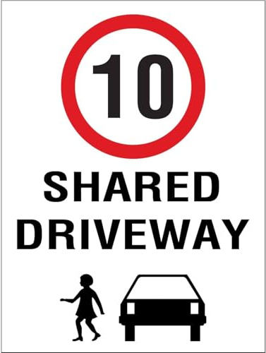 Vialetto Condiviso Limite Di Velocità 10 Km/H Cartello Di Avvertimento Cartelli Metallo Cartello Decorativo Poster Metal Per Bagno Ristorante Cafe Garage M