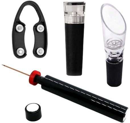 Vinöppnare set - 4-delad luftpump | Professionell köksvin öppnare med lockborttagning, perfekt för Halloween, jul, fester, hem, bartenders, vuxna, öl, och semester underhållning