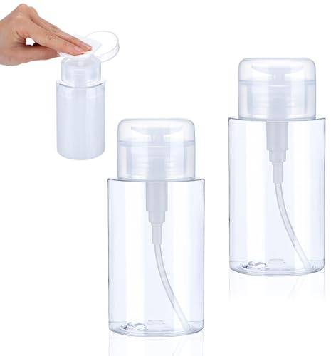 Larrel 2 st. dispenser, pumpdispenser, pumpflaska, 200 ml tom dispenser, undertryck nagellacksborttagare, flaska, hållare, tom, transparent, smink, pumpdispenser, flaska för nagellack, sminkborttagare