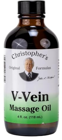 Christopher’s Original Formulas V-Vein Massage Oil, 4 fl oz | Herbal Topical Blend for Skin and Massage Care