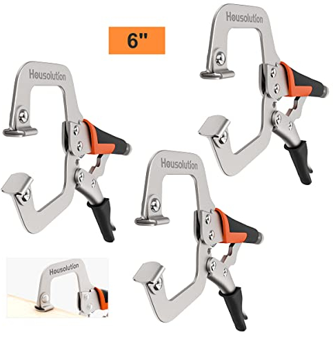 Housolution [3 PZS] Alicates de Sujeción de Acero de Alto Carbono, Abrazadera en C con Mango de Goma Antideslizante y Almohadillas Giratorias para Instala Solda y DIY, 6” - Negro y Naranja