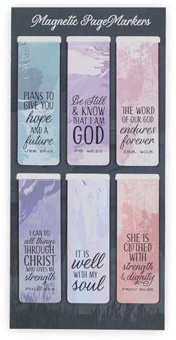 Christian Art Gifts Set of 6 Magnetic Bible Verse Bookmarks Scenic