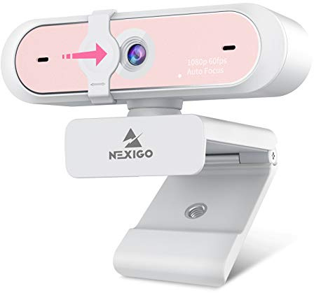 NexiGo N660P 60FPS 1080P Webcam con Enfoque Automático, Micrófonos Duales y Cubierta de Privacidad, Pro HD USB Cámara Web para PC Gaming Conferencias con Zoom Skype FaceTime Teams, Color Rosa