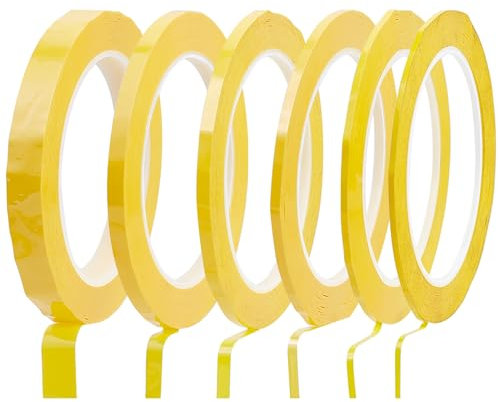 NICENEEDED 6 Rollo de Cinta de Vinilo de Línea Fina, Cinta de Enmascarar Fina, Cinta de Enmascarar de Línea Fina para Alta Temperatura para Uso Automotriz