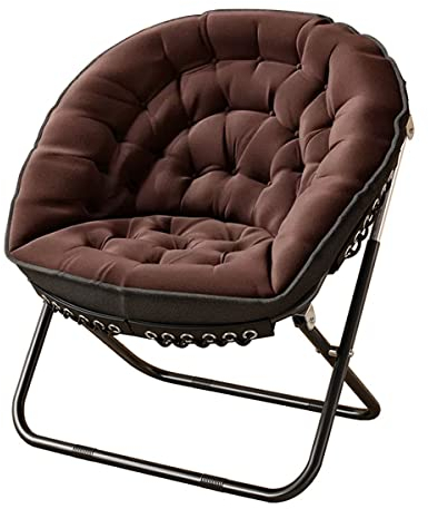 YCKEGEW Folding Papasan Chair Oversized Saucer Chair Indoor Accent Chair for Living Room,Lounge Chairs with Carbon Steel Frame,Lazy Sofa Office Chair for Home (Color : Brown)