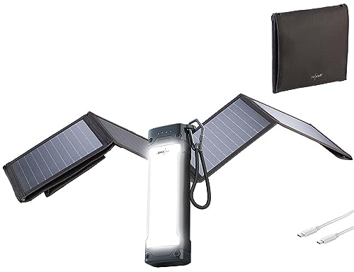 revolt Solarpanel Powerbank: Outdoor-USB-Powerbank mit 28-Watt-Solar-Ladegerät, 20.000 mAh (Faltbare Solar, Solarzelle, Apple iPhone Ladekabel)
