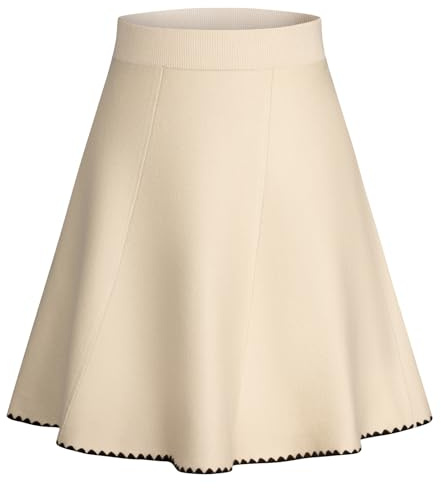 A-line extensible évasée mini jupe fluide vintage jupe courte plissée basique abricot XL