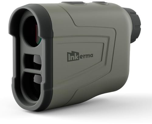 Entfernungsmesser Jagd, Inkerma Jagd-Entfernungsmesser Wiederaufladbar mit 6-facher Vergrößerung, LCD-Display, 1200m Entfernung/Winkel/Neigungskompensation/Geschwindigkeit/Scan