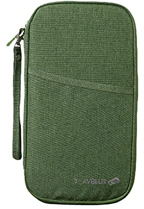 Fychuo Passport Holder Travel Wallet, Large Capacity Travel Document Holder, RFID Blocking Waterproof Portable Travel Wallet Organiser for Cash Passport ID Card Credit Cards Flight Ticket Pen (Green)