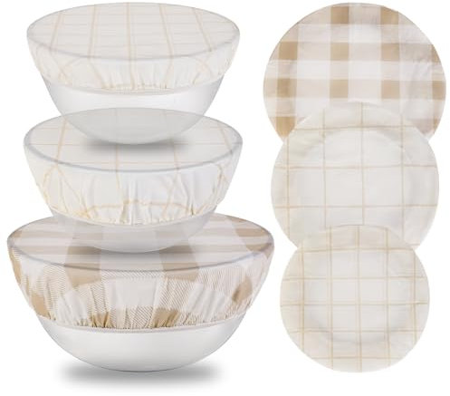 Tirphy Reusable Bowl Covers for Bread Proofing - Beeswax Bowl Covers Reusable 8/10/12 Inch - Elastic Cotton Cloth Sourdough Cover - Shower Caps for Sourdough Bread