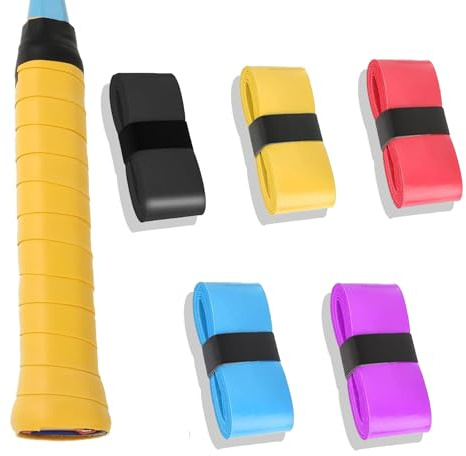 Tennis Racket Grip Tape, Tennis Racket, Badminton, Squash, Padel 5 Pack Multicoloured Racquet Over Grip - Durable, Soft, Anti Slip Overgrip