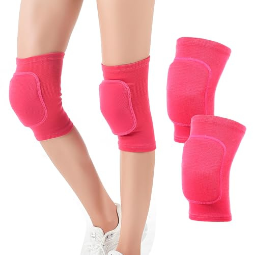 HotoPink Volleyball Knee Pads for Dancers, Soft Breathable Knee Pads, Knee Protector Brace for Volleyball Football Dance Yoga Tennis Running Cycling Workout Climbing Men Women M (Rose)